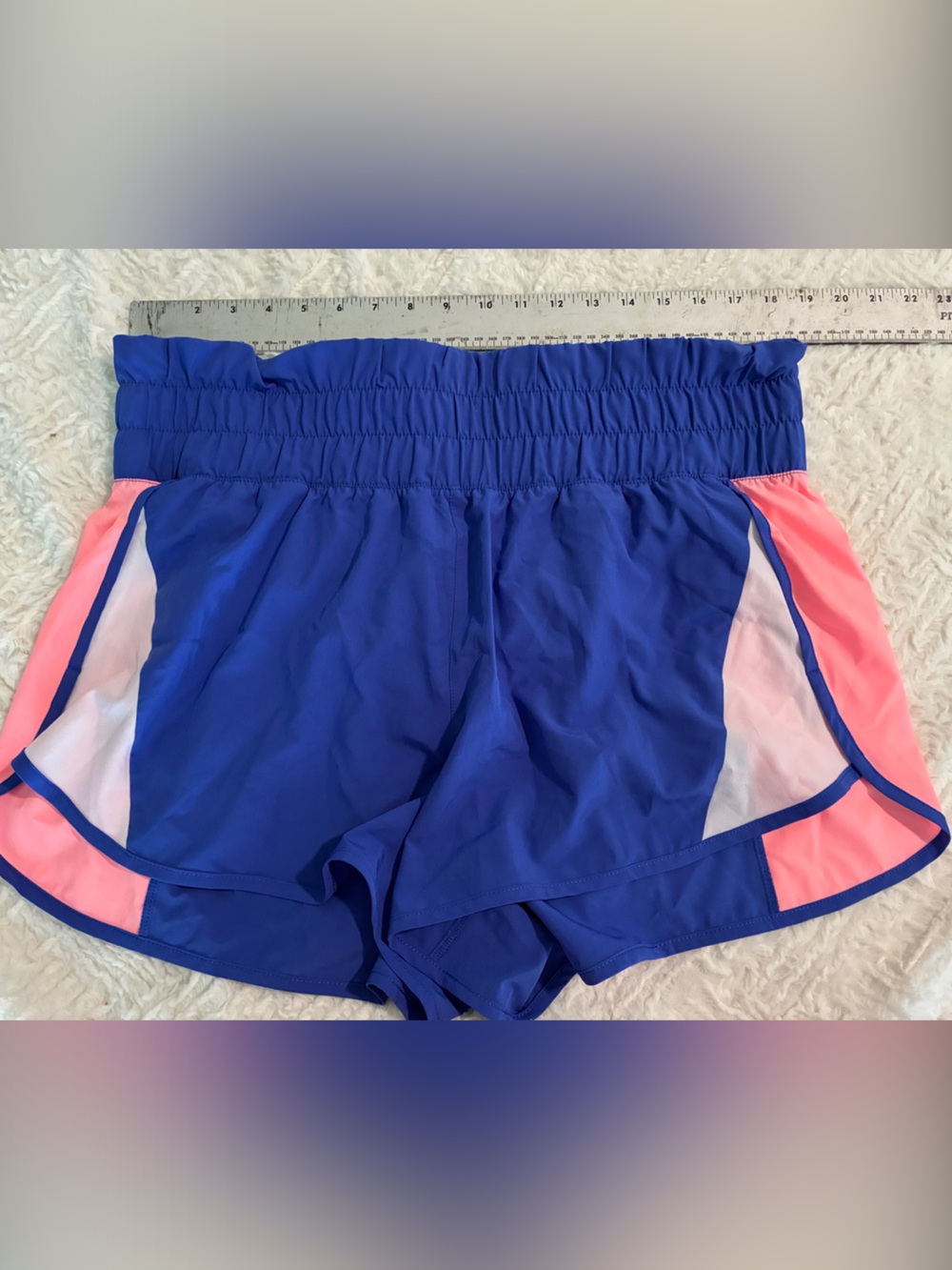 Avia Blue Athletic Shorts with Pink Accents